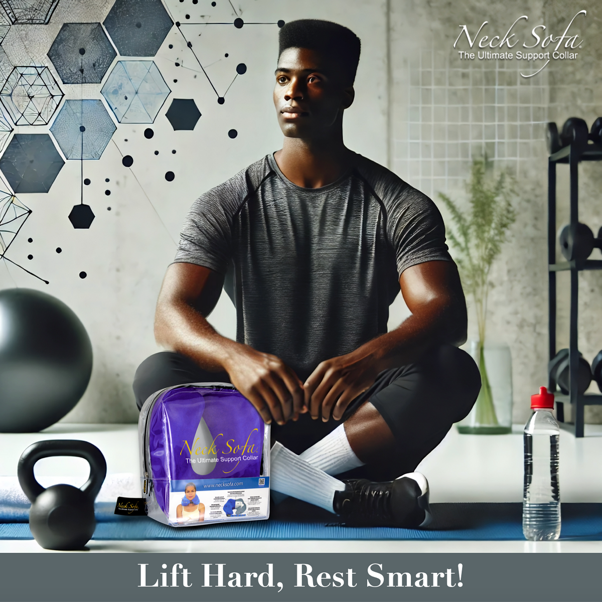 A Black male athlete, fully washed up and wearing fresh clothes, relaxing in a comfortable chair after an intense workout