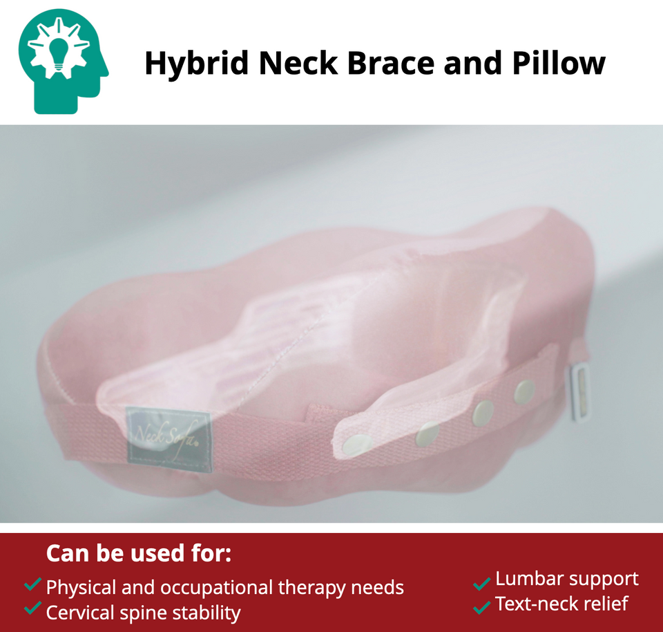 Image of a burgundy neck sofa pillow showcasing its inner support structure. Hybrid Neck Brace and Pillow - Burgundy