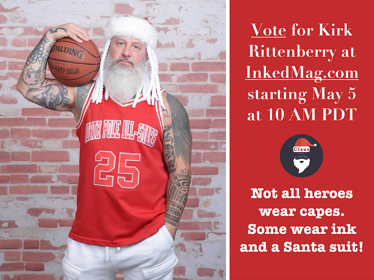 Kirk Rittenberry holding a basketball posing for his non-profit